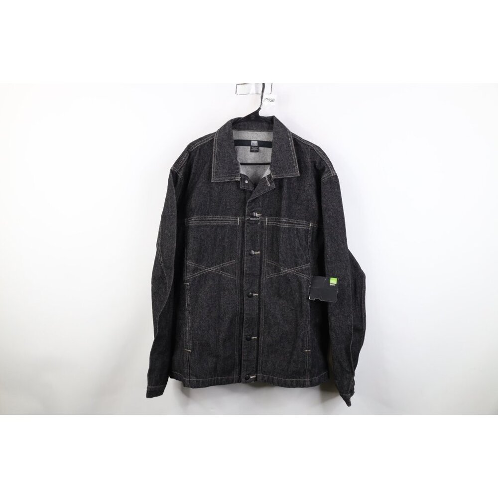 Deadstock Vtg 90s Marithe Francois Girbaud Mens XL Denim Trucker Jacket Black